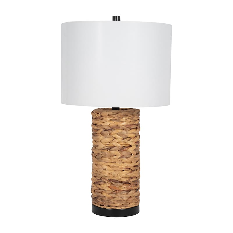 Modern Woven Seagrass Cylinder Table Lamp - 26", Brown & White - 25.75"