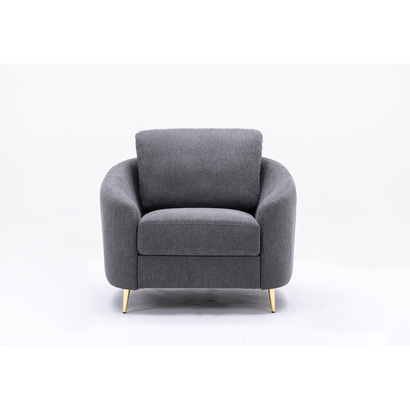 Gray 39" Linen Upholstered Accent Chair