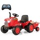 preview thumbnail 2 of 38, Gymax 2-in-1 Electric Toy Car 12V Kids Ride On Tractor w/ Trailer Red