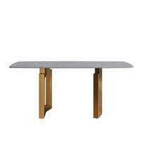 Modern Sintered Stone Dining Table W/ Curved Golden Metal Legs - Bed ...