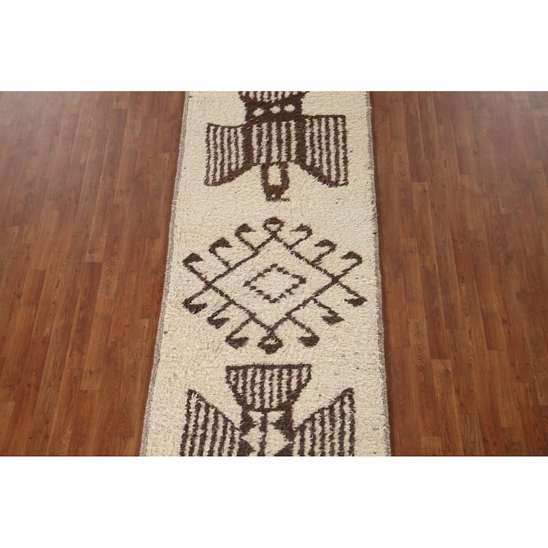 Natural Dye Anatolian Turkish Runner Rug Hand-knotted Wool Carpet - 3'4"x 12'3"