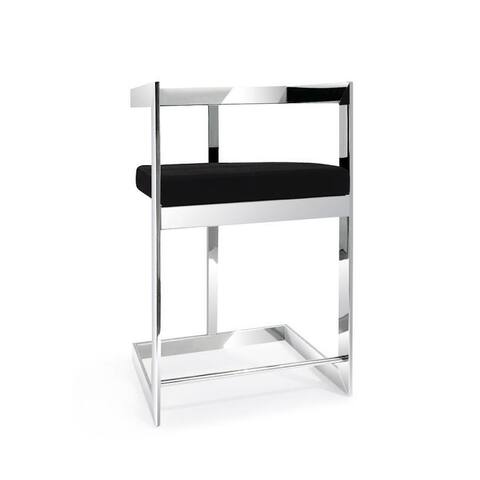 Velvet Bar Stool 26" Seat Height Polished Silver Stailess Steel Frame