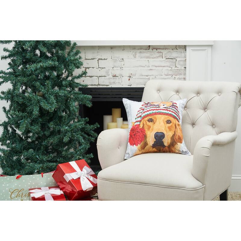 Christmas Golden Retriever 18 Inch Throw Pillow