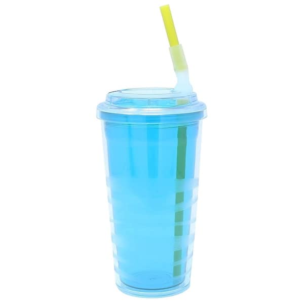 8oz Clear Double Wall Tumbler, Clear Lid/Straw