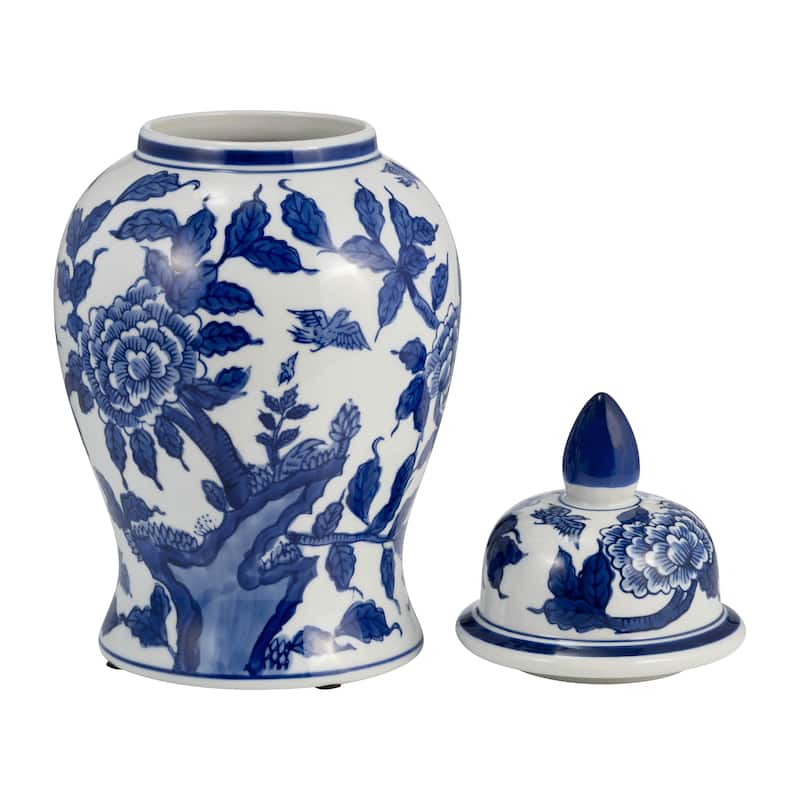 Sagebrook Home Chinoiserie Blue & White Ceramic Lidded Jar
