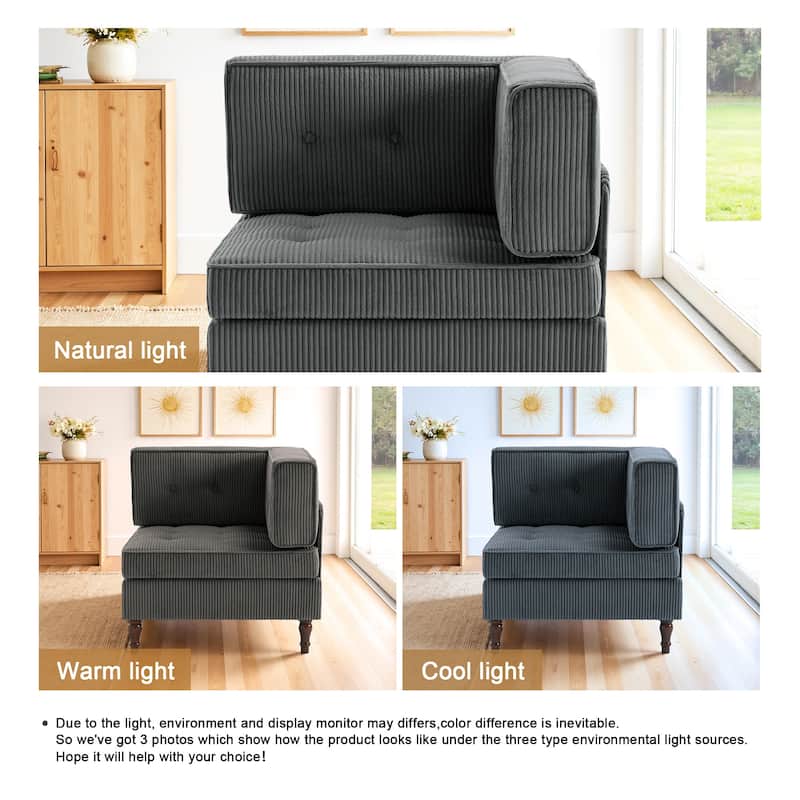 32.57" W Upholstered Corduroy Corner Accent Chair
