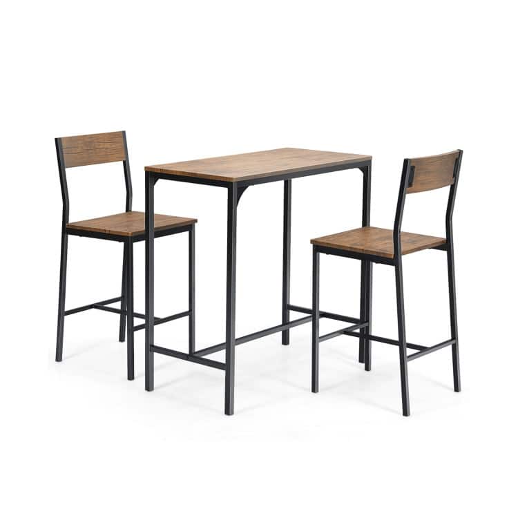 3 Pieces Bar Table Set with 2 Stools - 35.5" x 18" x 35"(L x W x H)