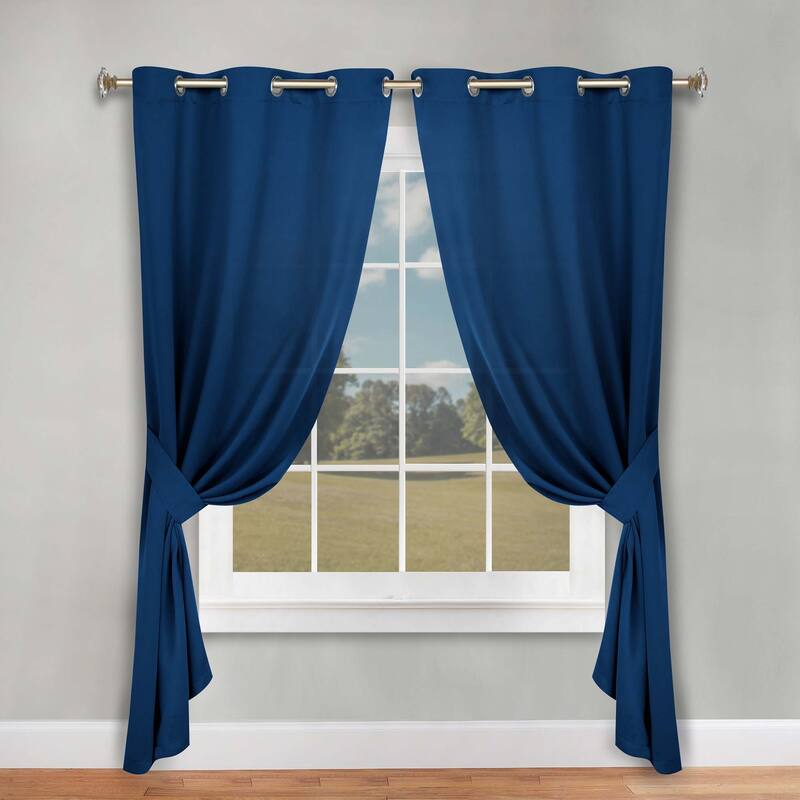 Superior Solid Machine Washable Room Darkening Blackout Curtains with Back Tabs, Set of 2