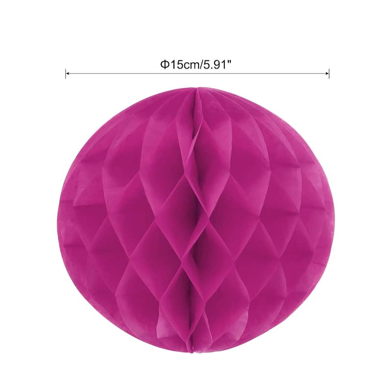 6Pcs Paper Pom-Poms Balls Paper Tissue Flower Ball for Party Decor - Rose Red - 6 Inch