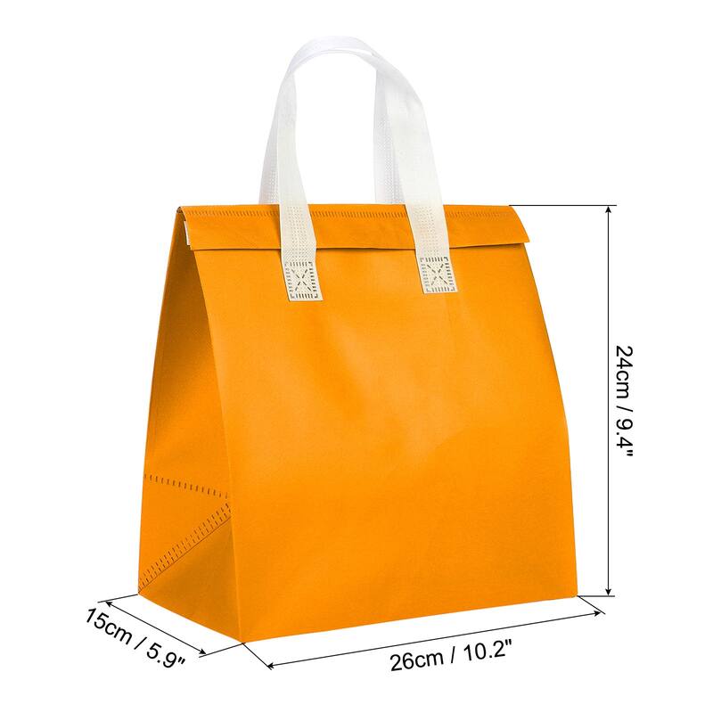 Insulated Take Away Bags, 15 Pcs Thermal Bags 9.4 x 5.9 x 10.2 Inch - Orange