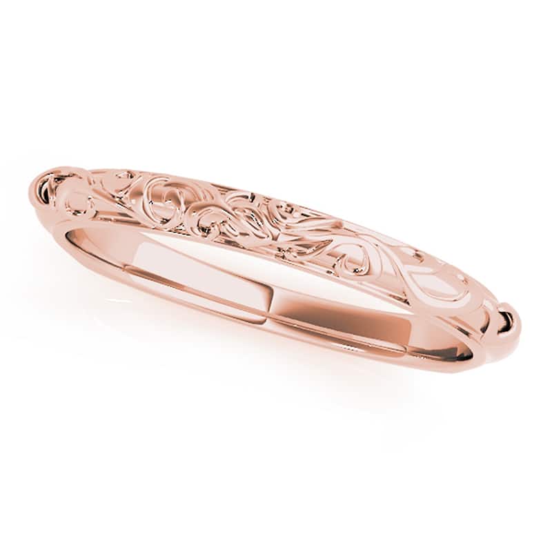 Auriya Vintage Floral Scroll Wedding Band 14k Gold - Rose - 9.5