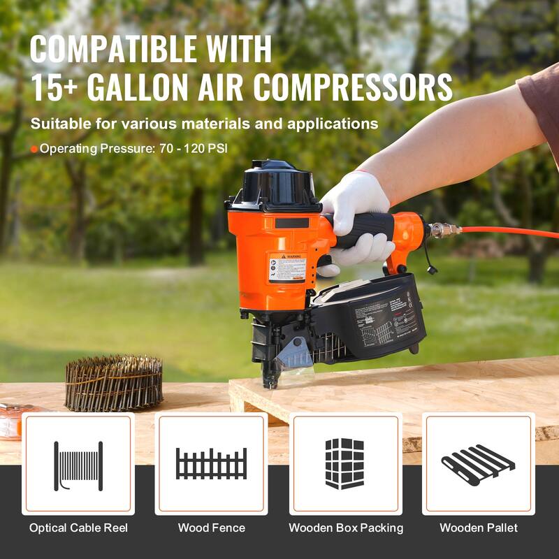 Coil Framing Nailer, 15 Degree Pneumatic Framing Nail Gun Air Coil Nailer for Framing, Wall Flooring and Wall Assembly