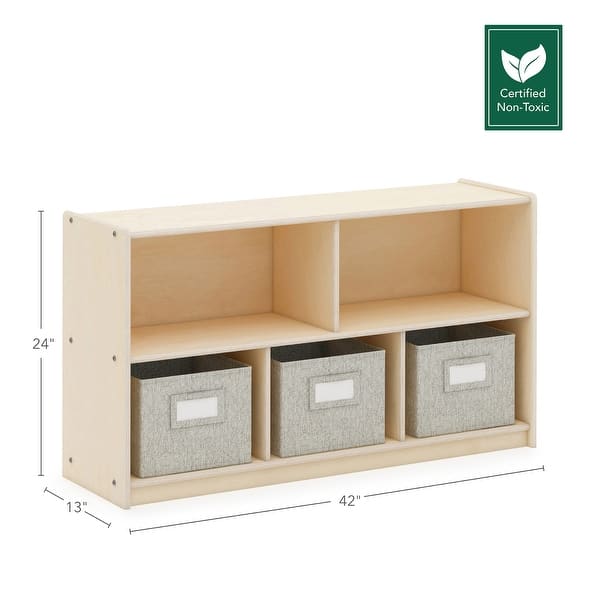 dimension image slide 1 of 3, Guidecraft EdQ Essentials Two Shelf 5 Compartment Storage 24''