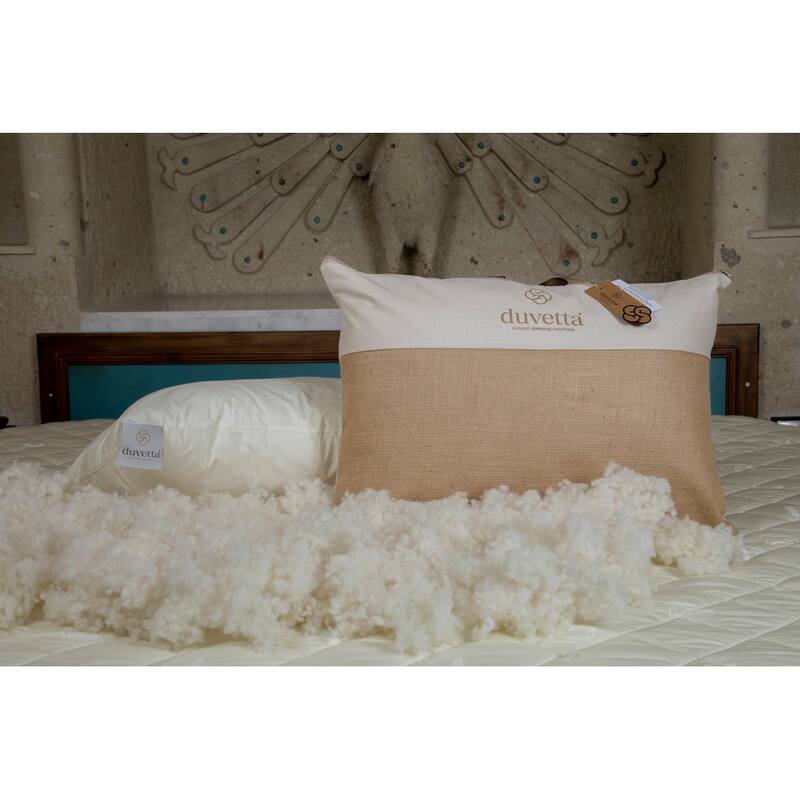Danny Wool Filled Cool Sleeping Pillow with 100% Cotton Cover Protector,Size 20"x26"