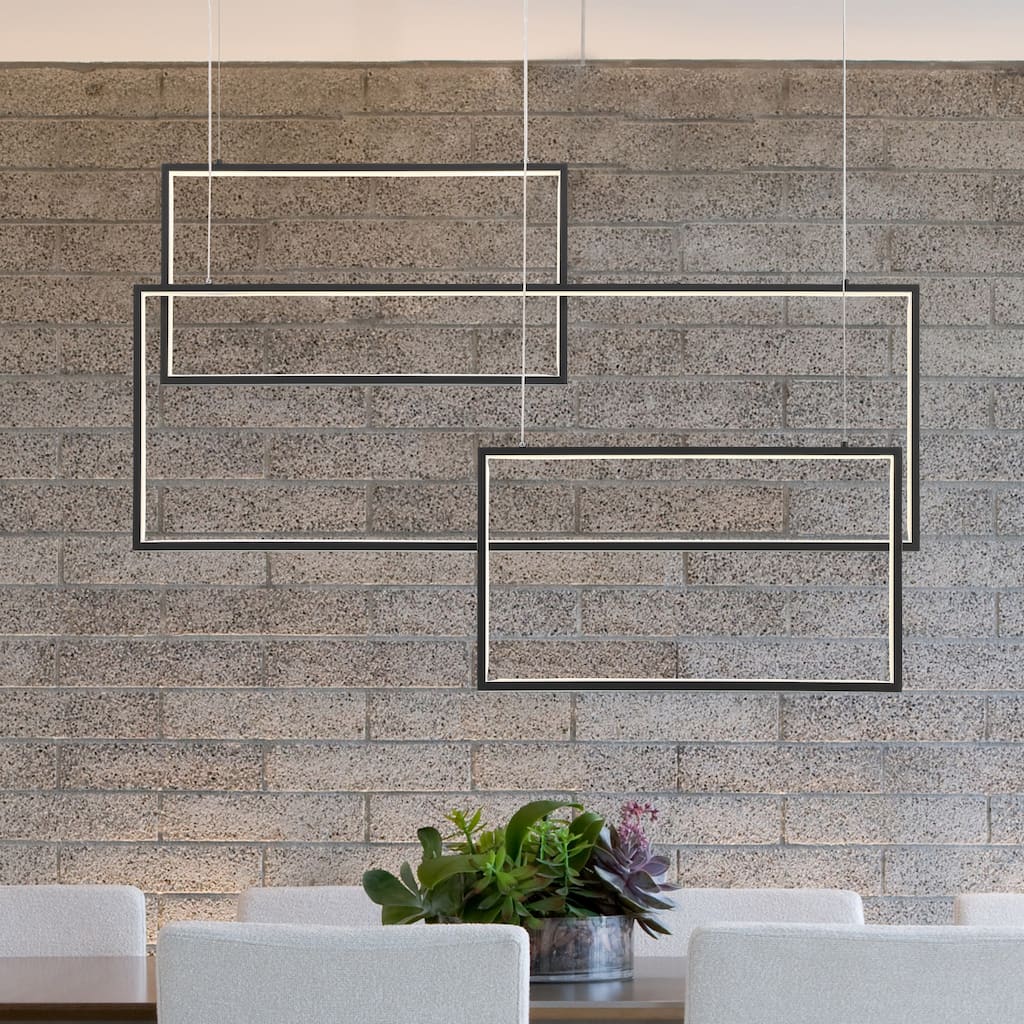 3-Light Unique Geometric LED Chandelier - 23.62'' H x 35.43'' W x 4.72''D