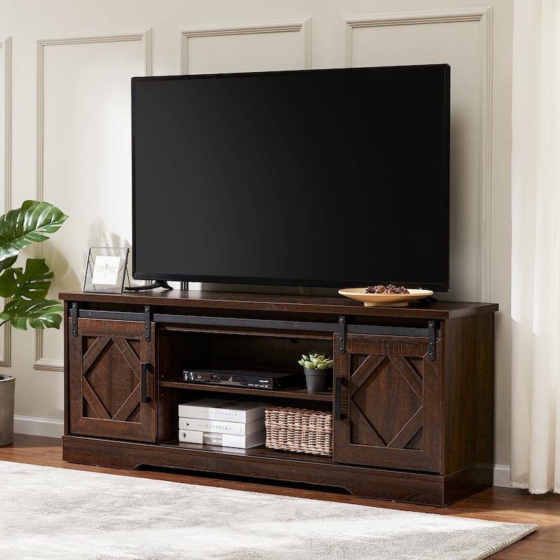 WAMPAT Sliding Barn Door Wood TV Stand Storage Cabinet 59 Inch - 59"