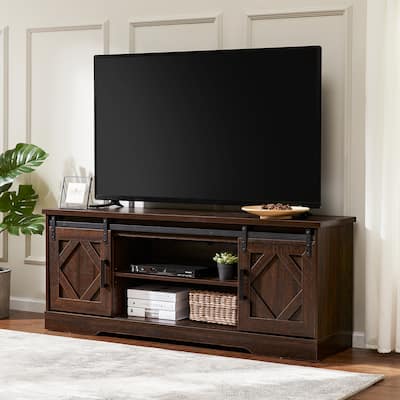 WAMPAT Sliding Barn Door Wood TV Stand Storage Cabinet 59 Inch - 59"