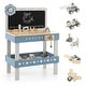 preview thumbnail 1 of 8, Gymax Kids Wooden Play Tool Workbench Workshop Table Pretend Play with Blue