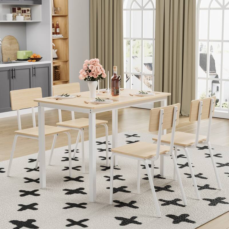 Modern Dining Table Set with MDF Tabletop, Space-Saving Dining Table, for Living Rooms and Kitchens, 5-Piece Set