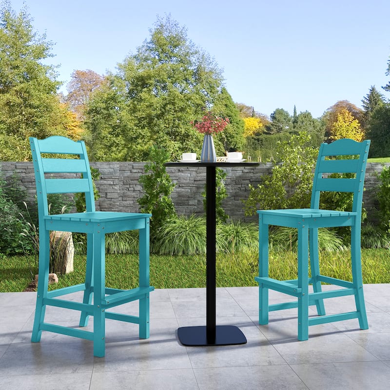 Outdoor 30 Inch Bar Stool HDPE with Backrest and Footrest - 24" x 18" x 48"