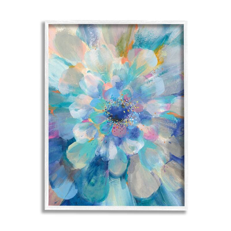 Stupell Abstract Layered Floral Petals Centric Blue Flower Framed Wall Art