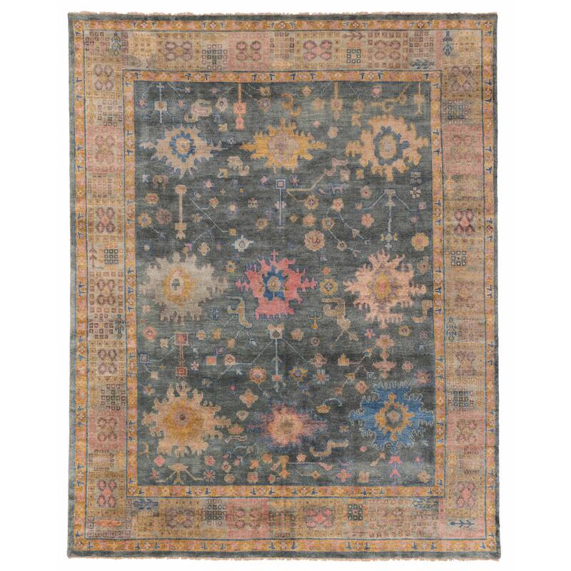 ECARPETGALLERY Hand-knotted Modern Oushak Dark Teal Wool Rug - 7'11 x 9'11