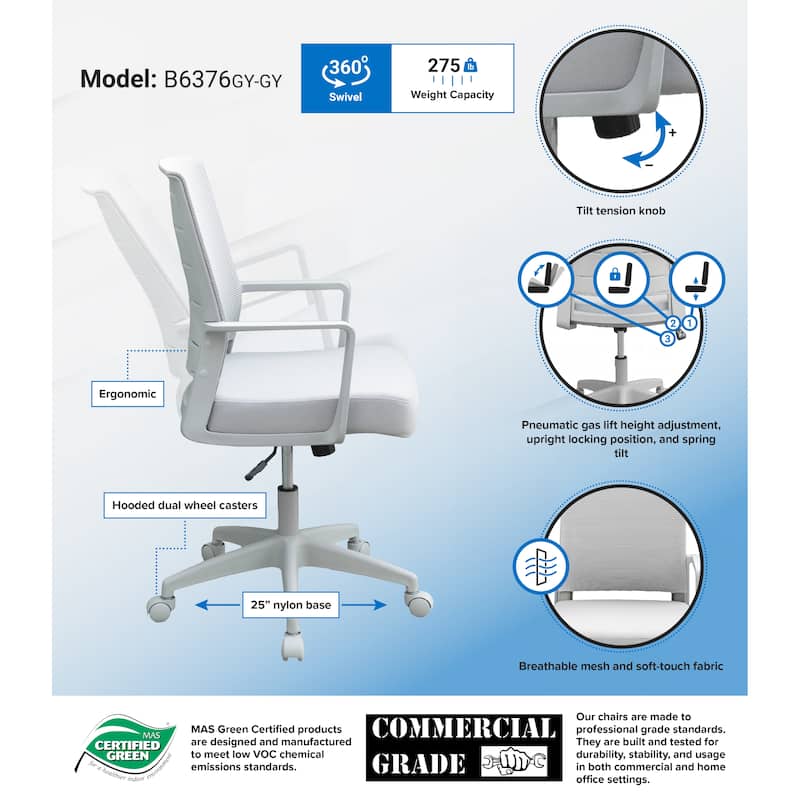 Boss All Grey Mesh Task Chair