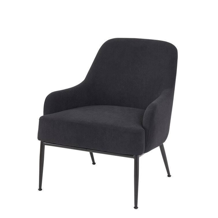 Luxury and Elegance Velvet Armchair Solid and Engineered Wood with Black Metal Legs Dense Foam and Heavy Webbing