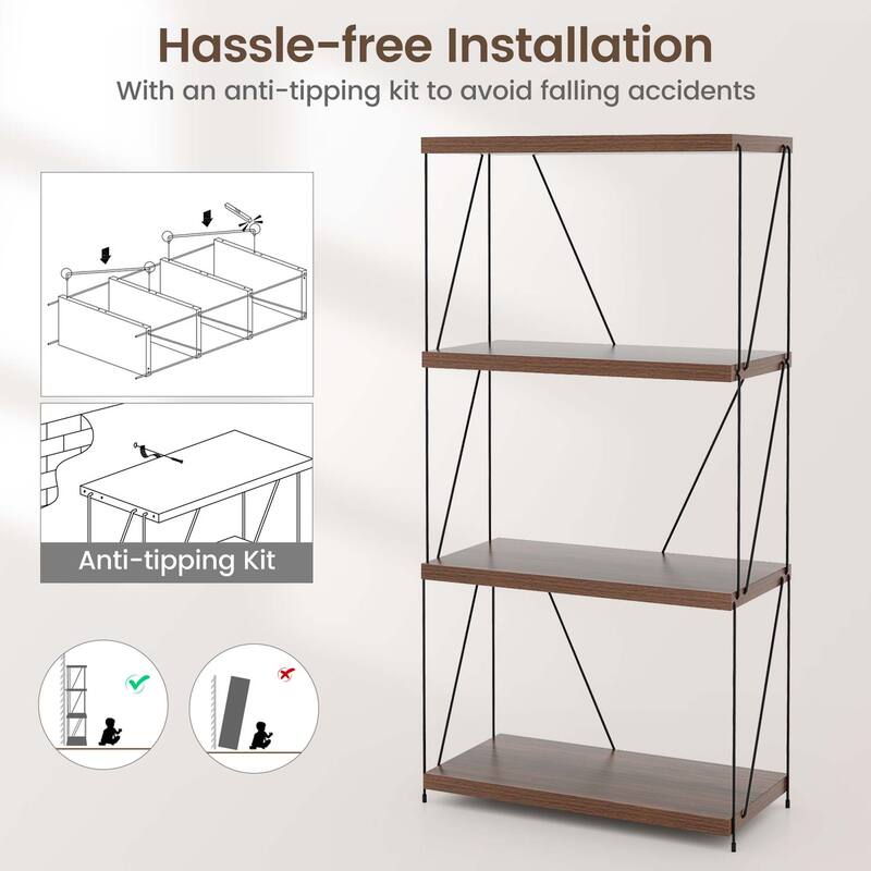 Costway 1/2 PCS 4-Tier Multipurpose Display Rack Freestanding Bookcase