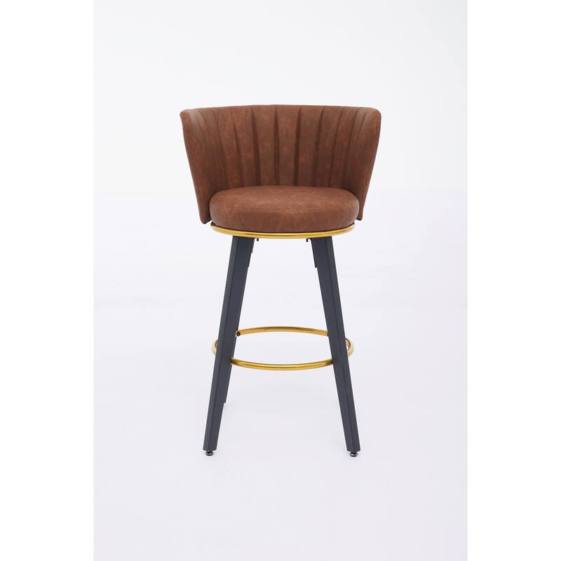Counter Height Bar Stools Set of 2, 360° Swivel Upholstered Barstools with Backs and Metal Legs