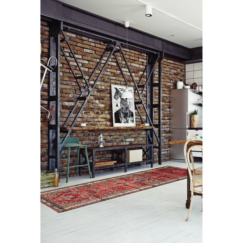 ECARPETGALLERY Hand-knotted Andelz Red Wool Rug - 3'8 x 16'10