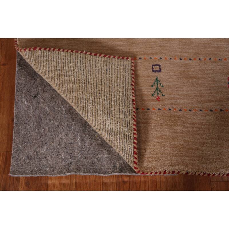 Hand Knotted Oriental 100% Wool Carpet Tribal Tribal Brown Gabbeh Area Rug - 9' 9'' X 8' 2''