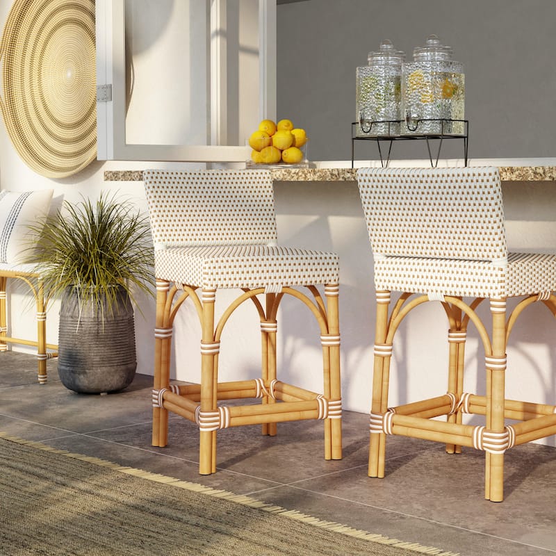 Amalfi 24.5 in. Seat Height Outdoor Counter Stool with Back