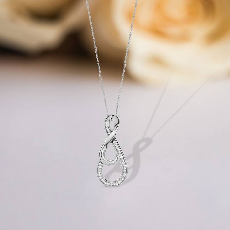 1/10ct TDW Diamond Infinity Pendant Necklace in Silver for Women