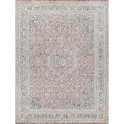 EXQUISITE RUGS Heritage Power-loomed Polyester/Acrylic Red/Navy Area Rug.