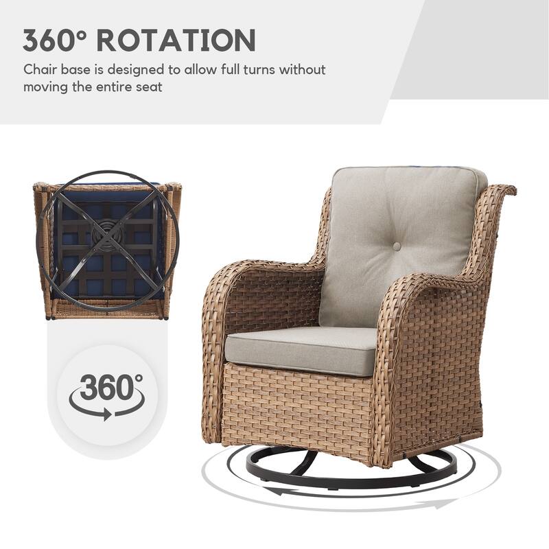 Gymojoy Patio Swivel Chair Rocking Chair Set