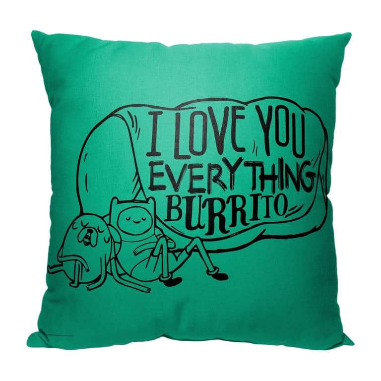 Warner Brothers Adventure Time Everything Burrito 18 Inch Throw Pillow