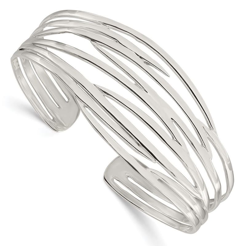 Curata 26.4mm 925 Sterling Silver 26.4mm Polished Multi-row Cuff Bangle Bracelet