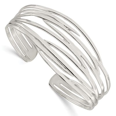 Curata 26.4mm 925 Sterling Silver 26.4mm Polished Multi-row Cuff Bangle Bracelet