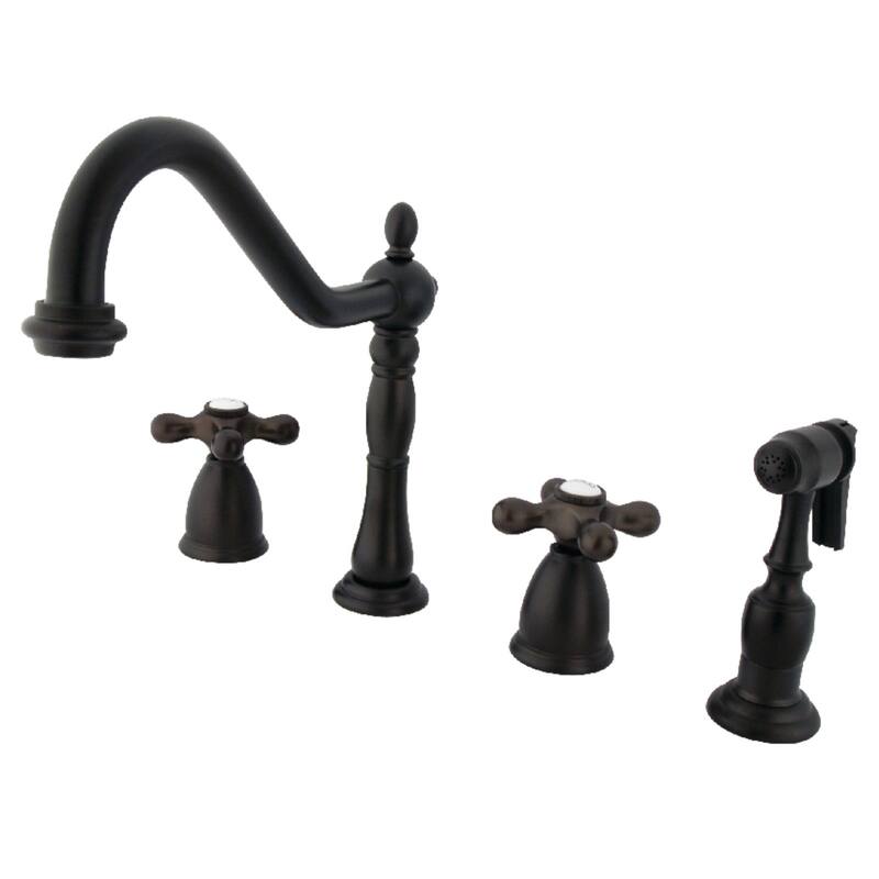 Kingston Brass Heritage 8-Inch Widespread Kitchen Faucet with Brass Sprayer - Oil Rubbed Bronze