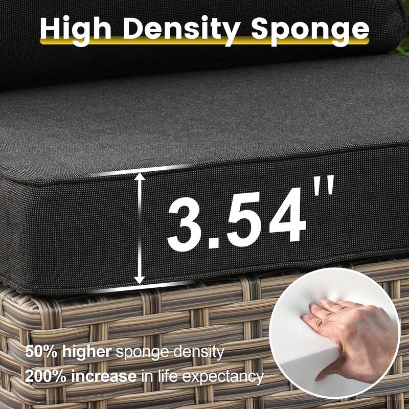 XIZZI 8-Piece Outdoor Wicker Furniture Sectional Set with Firepit