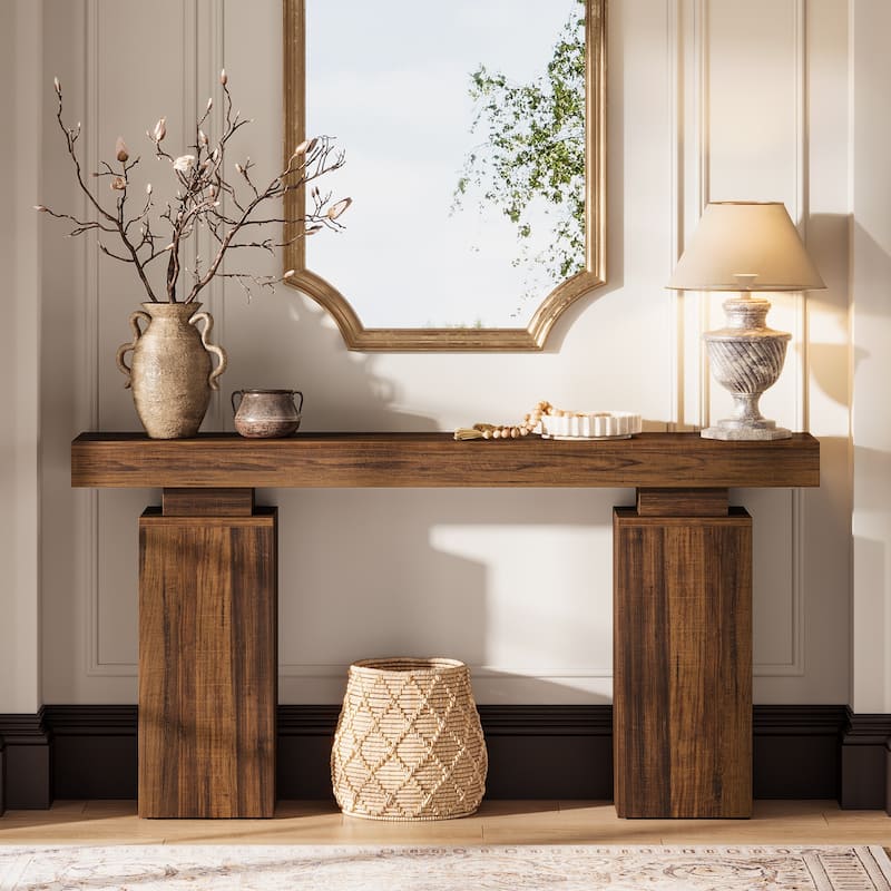 Wooden Console Table, Long Sofa & Entryway Table, Foyer Stand Entry Station for Hallway Living Room Entrance