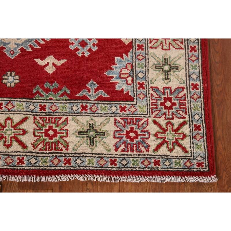 Kazak Accent Rug Hand-Knotted Traditional Oriental Wool Carpet - 3'6"x 4'11"