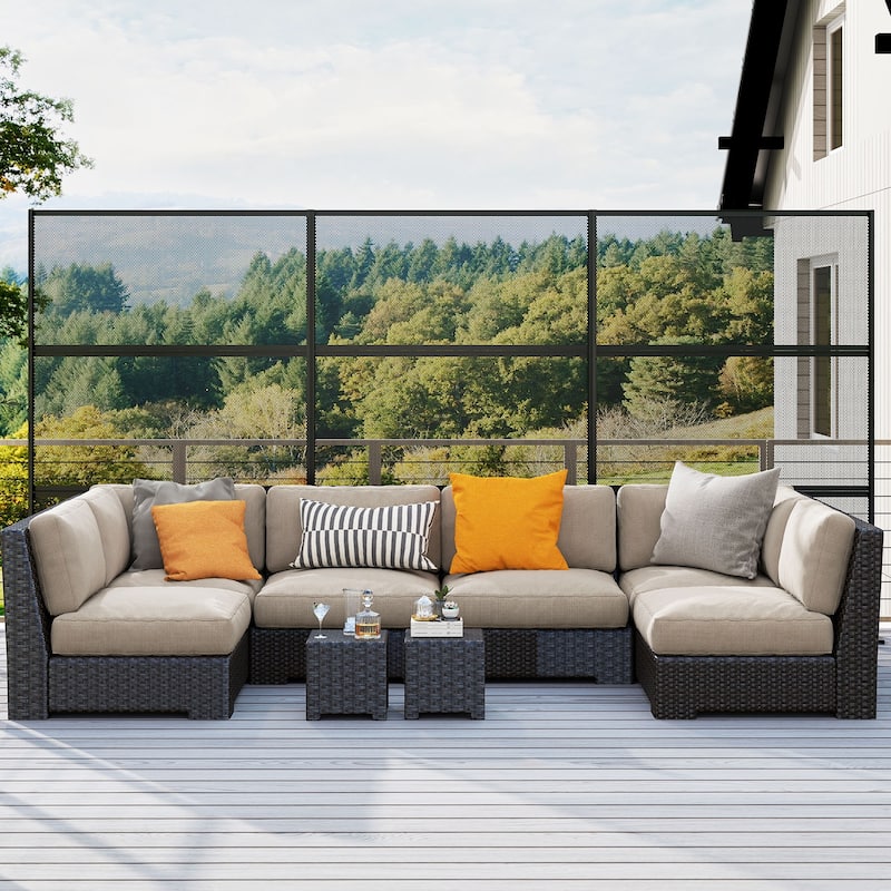 Set of 2 Black Metal Privacy Screen Panel Set with Freestanding Base and Multi-Use Design - 48” x 16” x 72” (L x W x H)