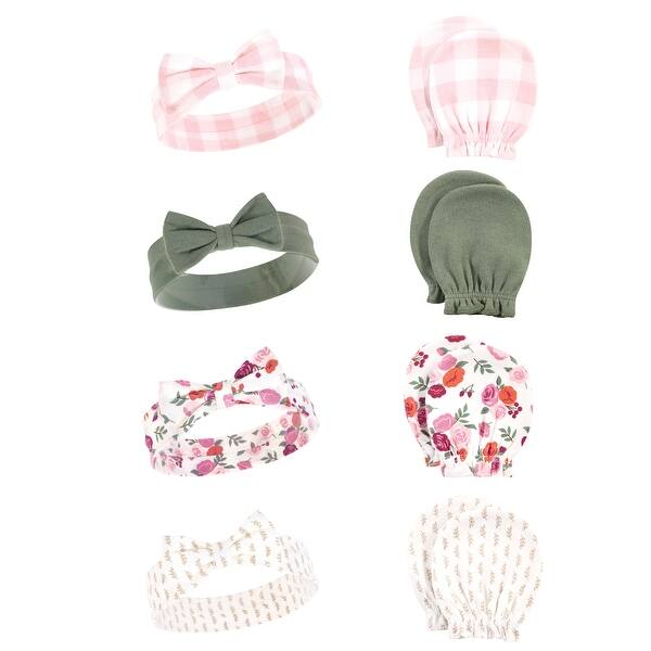 slide 1 of 1, Hudson Baby Infant Girl Cotton Headband and Scratch Mitten Set, Fall Floral, 0-6 Months - Fall Floral Fall Floral - 0-6 Months