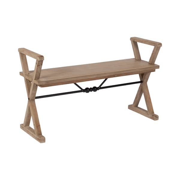 slide 2 of 12, Kate and Laurel Travere Wood Bench Rustic Brown - 43x15x26