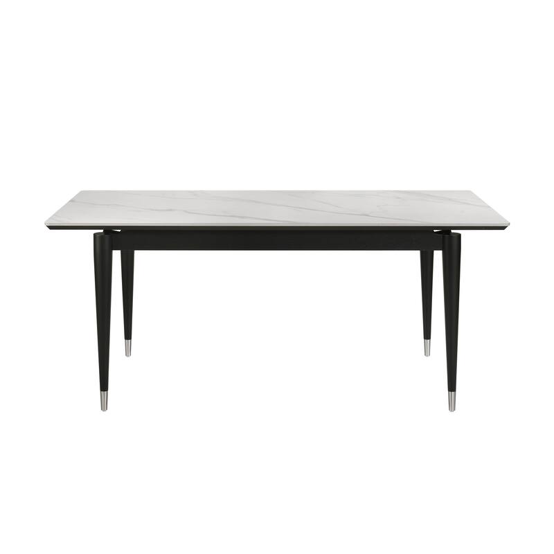 Furniture of America Kalor Modern 5-Piece Black and White Sintered Stone Top Rectangle Dining Table Set