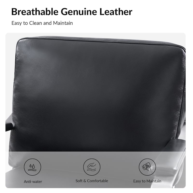 Salvatore Modern Genuine Leather Armchair with Foot Caps by HULALA HOME