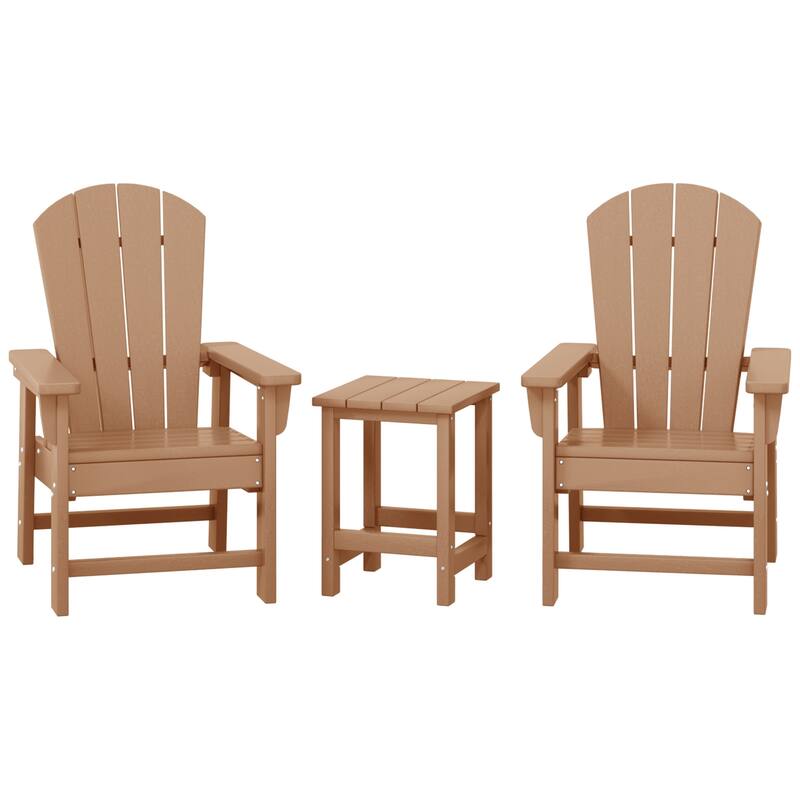 Laguna Kids Outdoor Poly Adirondack Chair With Side Table 3-Piece Set - Teak