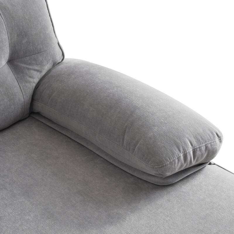 L Shaped Sectional Sofa with Chaise, Velvet Fabric Cloud Couch, Corner 3 Seater Sectional Sofa with Backrest & Armrests